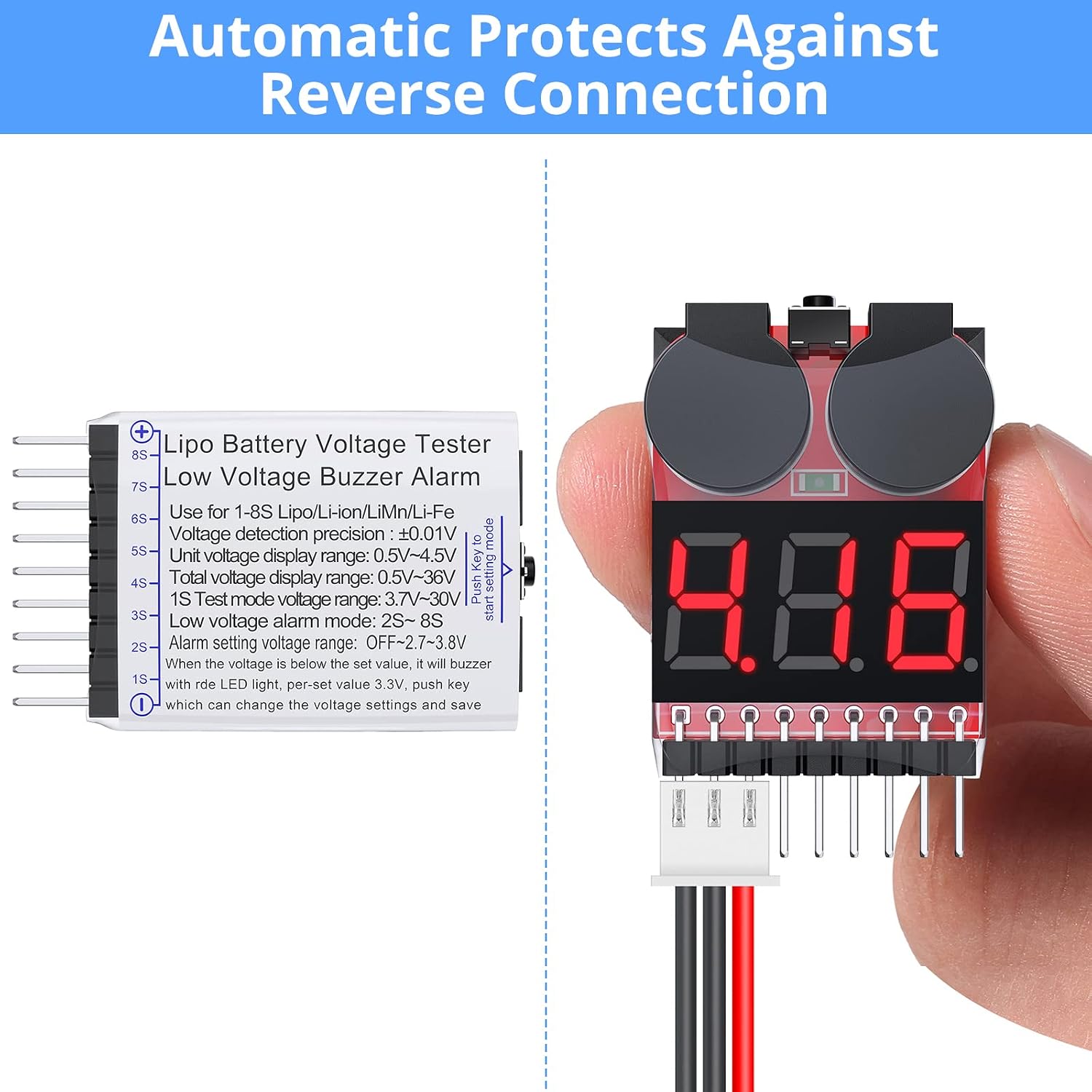 Тестер напряжения LiPo-аккумул – обзор и цена Drone Battery Voltage Checker