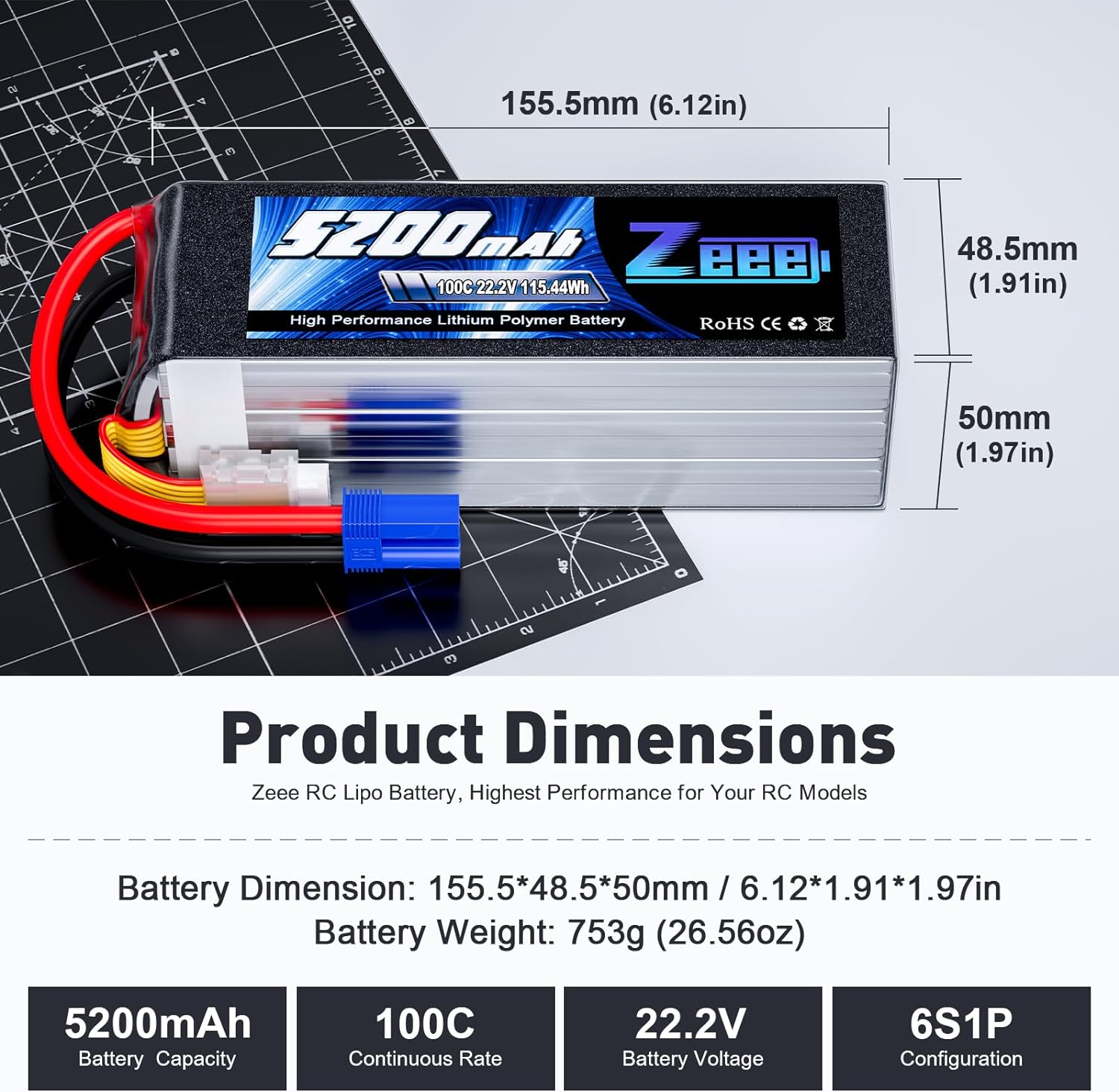 Zeee 6S 5200 мАч Lipo аккумуля – обзор и цена Drone Battery 6S